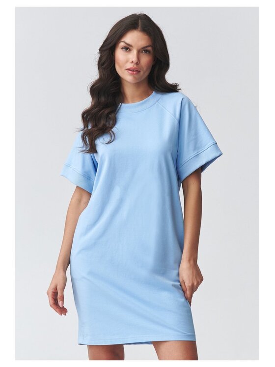 Makadamia Makadamia Sukienka codzienna M920 Niebieski Loose Fit