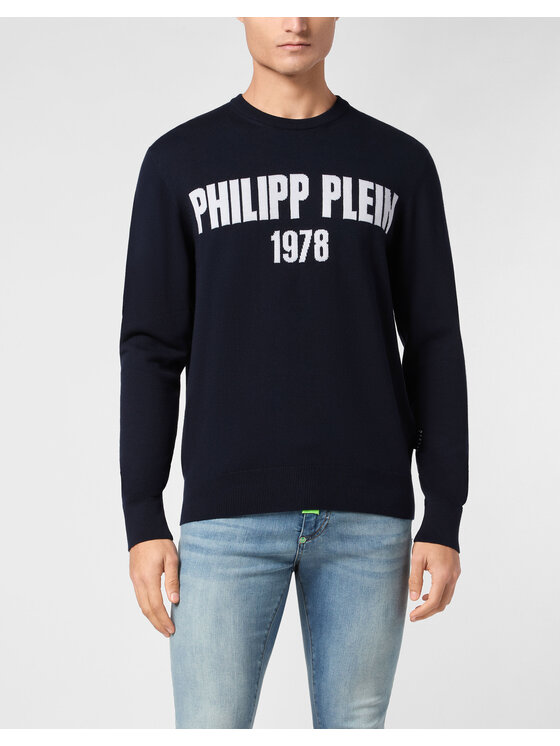 PHILIPP PLEIN PHILIPP PLEIN Longsleeve 22873 Granatowy Regular Fit