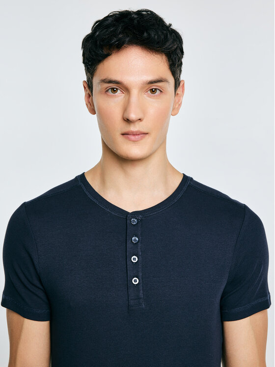BIG STAR BIG STAR T-Shirt BASICAG Granatowy Slim Fit