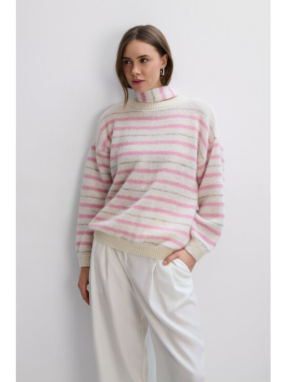 Fobya Fobya Sweter F2112 Różowy Basic Fit
