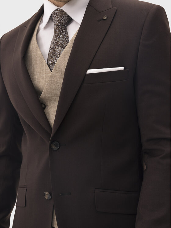 Evenemen Evenemen Garnitur Kast Brown Brązowy Slim Fit