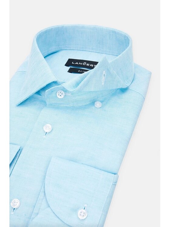 Lancerto Lancerto Koszula Farrah KO051223000009 Turkusowy Slim Fit