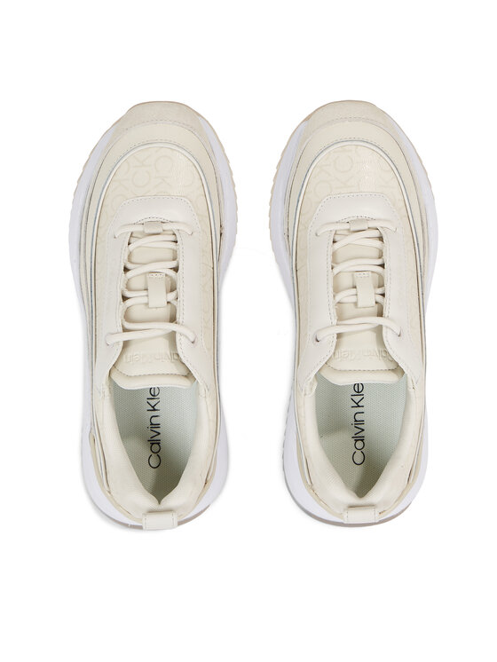 Calvin Klein Calvin Klein Sneakers Intern Wedge Lace Up - Epi Mono HW0HW01663 Écru