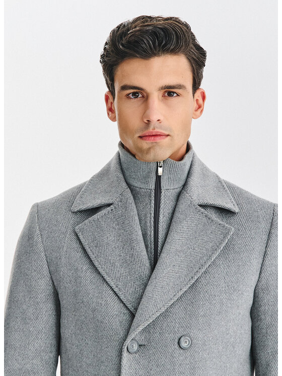 Pako Lorente Pako Lorente Płaszcz zimowy P25WF-7X-021 Szary Classic Fit
