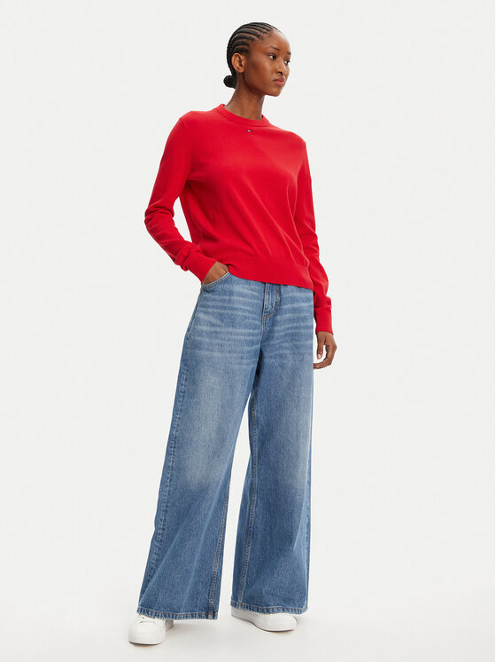 Tommy Jeans Tommy Jeans Pulover Essential DW0DW20159 Rdeča Regular Fit