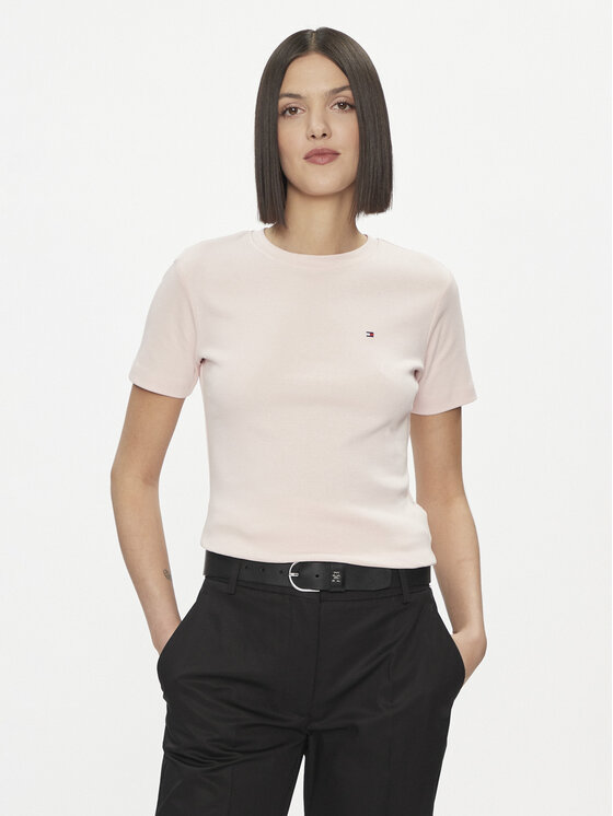 Tommy Hilfiger Tommy Hilfiger Тишърт New Cody WW0WW40587 Розов Slim Fit