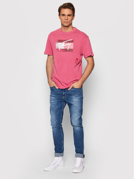 Tommy Jeans Marškinėliai Tjm Faded Flag Script DM0DM10224 Rožinė Relaxed  Fit • Modivo.lt