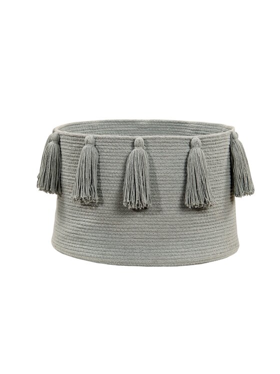 Lorena Canals Lorena Canals Przechowywanie Kosz Basket Tassels Light Grey Szary