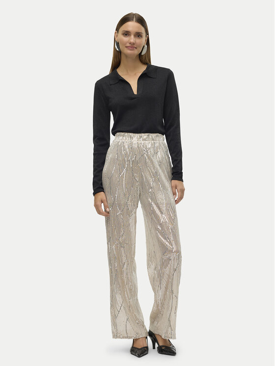 Vero Moda Vero Moda Riidest püksid Ellen 10319016 Beež Straight Fit