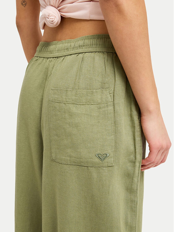Roxy Roxy Kalhoty z materiálu Lekeitio Break ERJNP03545 Zelená Wide Leg