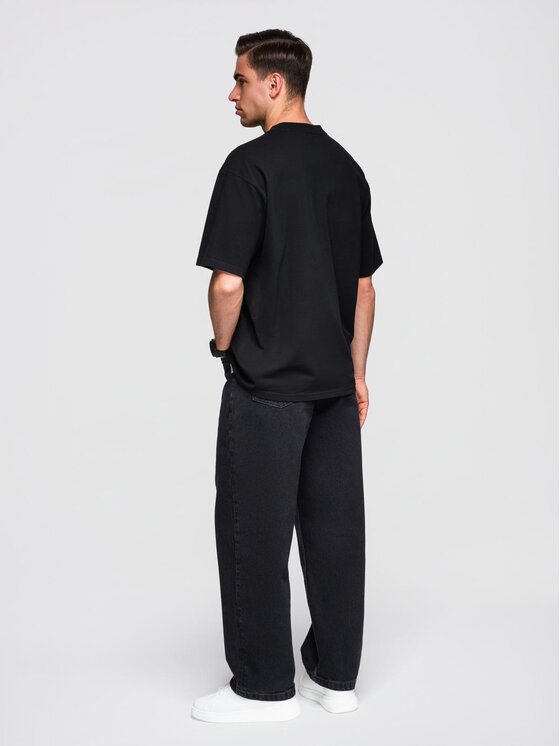 Ombre Ombre T-Shirt OM-TSBC-0267 Czarny Loose Fit