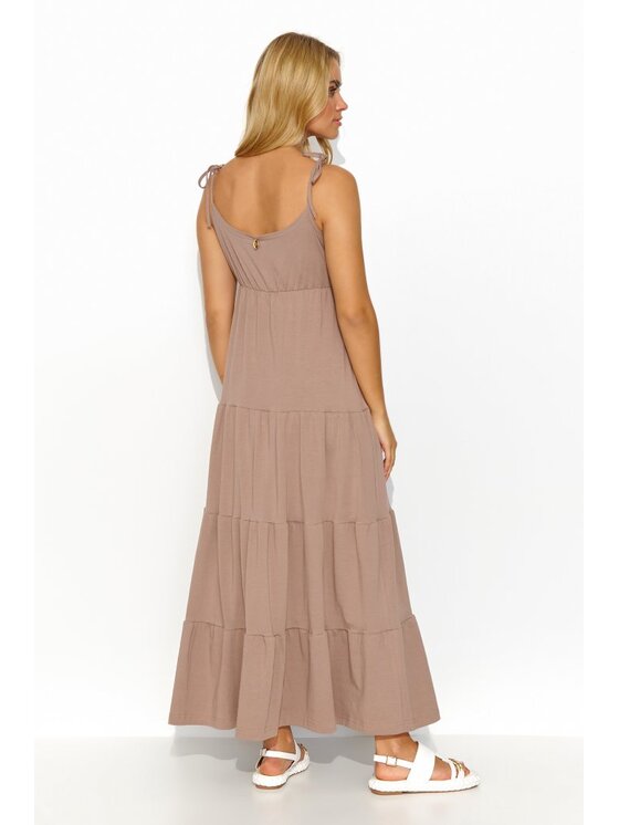 Makadamia Makadamia Sukienka letnia M821 Brązowy Comfortable Fit