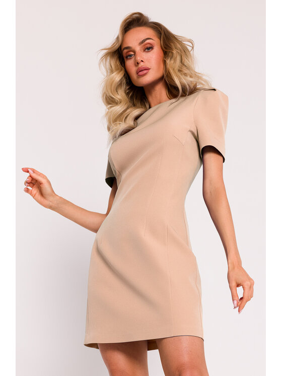 Made of Emotion Made of Emotion Sukienka wieczorowa M777 Beżowy Generous Fit