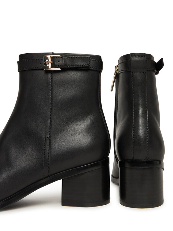 Tommy Hilfiger Tommy Hilfiger Botine Th Buckle Riding Mid Heel Bootie FW0FW08859 Negru