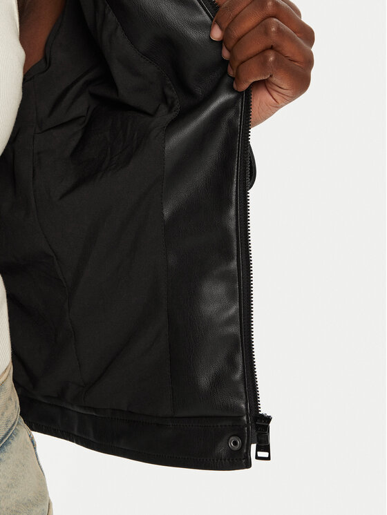 Guess Guess Кожено яке W4YL04 WE480 Черен Regular Fit