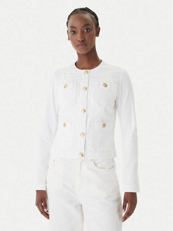 Liu Jo Geacă de blugi UA6260 D0275 Alb Regular Fit