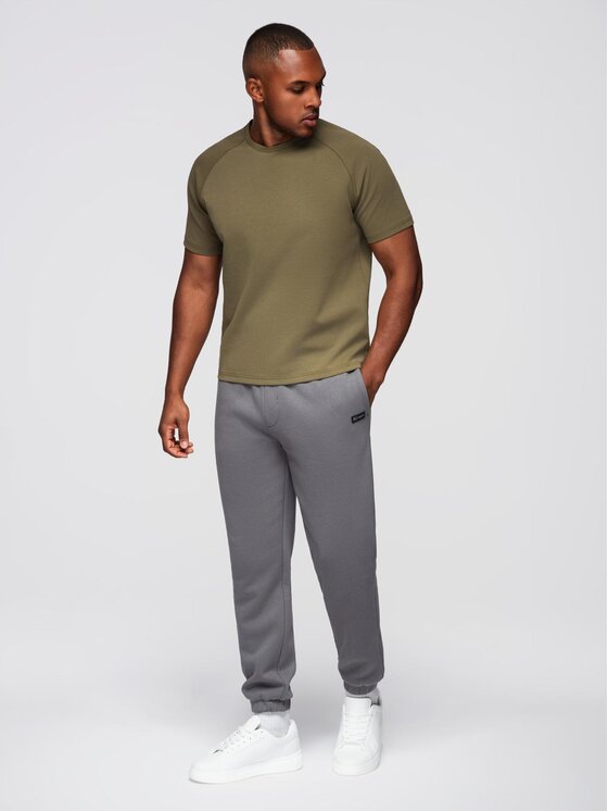 Ombre Ombre T-Shirt OM-TSCT-0240 Zielony ciemny Comfortable Fit