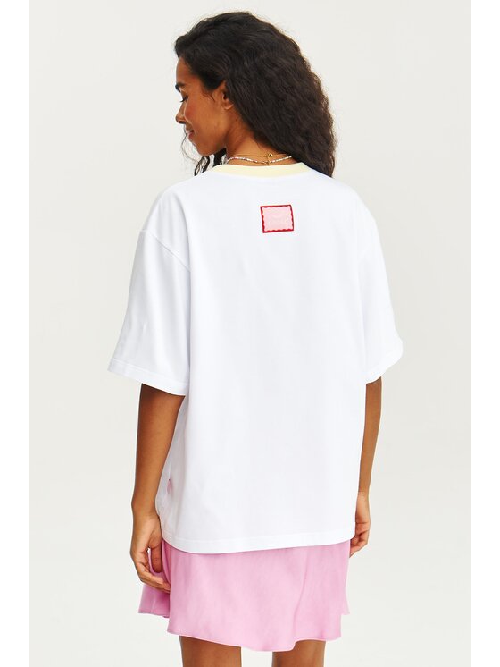 NAOKO NAOKO T-Shirt Bow-Tiful Biały Regular Fit