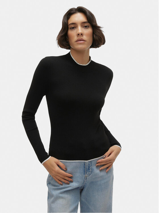 Vero Moda Vero Moda Πουλόβερ Flouncy 10299604 Μαύρο Slim Fit