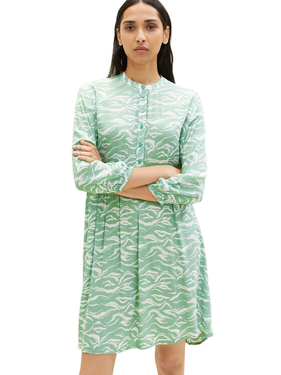 Tom Tailor Vsakodnevna obleka 1035862 Zelena Regular Fit