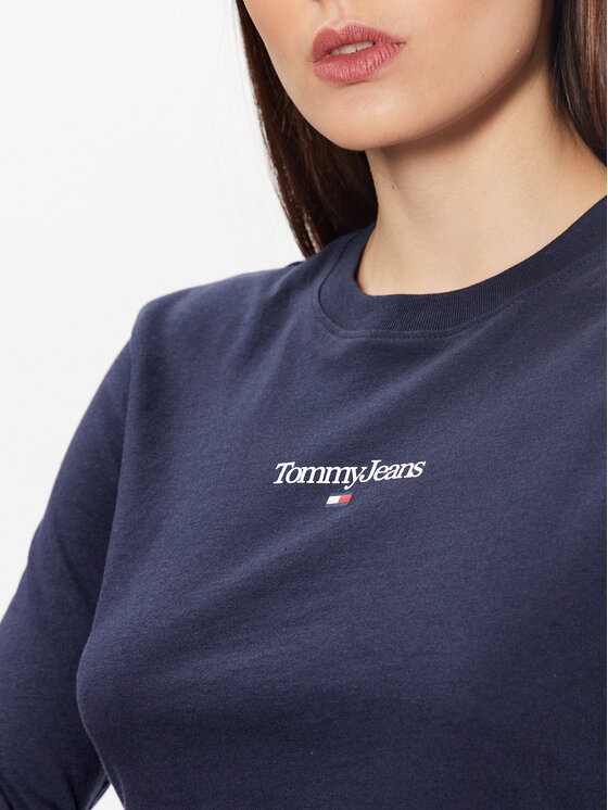 Tommy Jeans Tommy Jeans Bluse Essential Logo DW0DW15443 Dunkelblau Cropped Fit