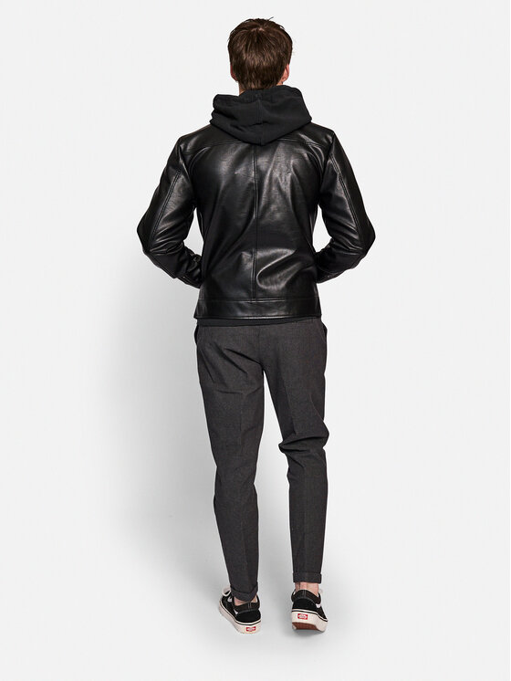 Redefined Rebel Redefined Rebel Kurtka z imitacji skóry Chris 225008 Czarny Regular Fit