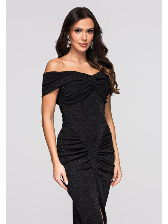 Ombre Ombre Sukienka wieczorowa LA-OM-DLR264 Czarny Regular Fit