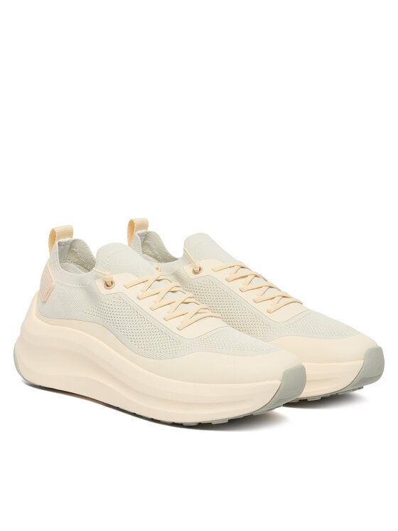 Calvin Klein Calvin Klein Sneakersy Chunky Runner Lace Up Sock Knit YW0YW02033 Écru