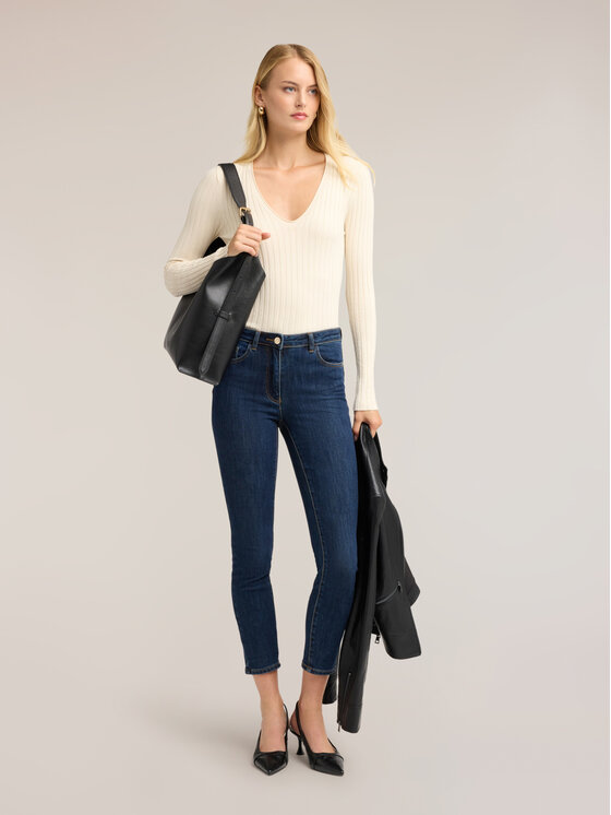 Motivi Motivi Sweter M266W003982N011 Biały Slim Fit