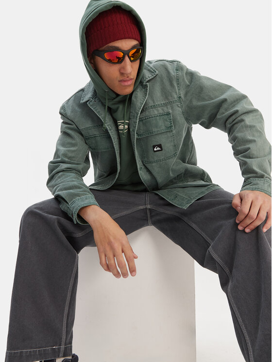 Quiksilver Quiksilver дънкова риза Mohab Washed Twill EQYWT04654 Зелен Oversize