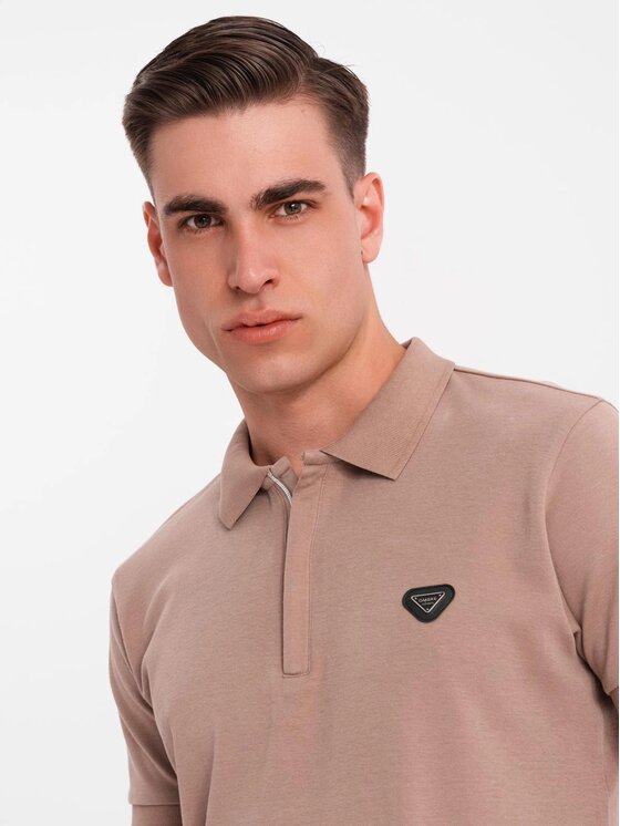 Ombre Ombre Polo OM-POSS-0148 Brązowy Regular Fit