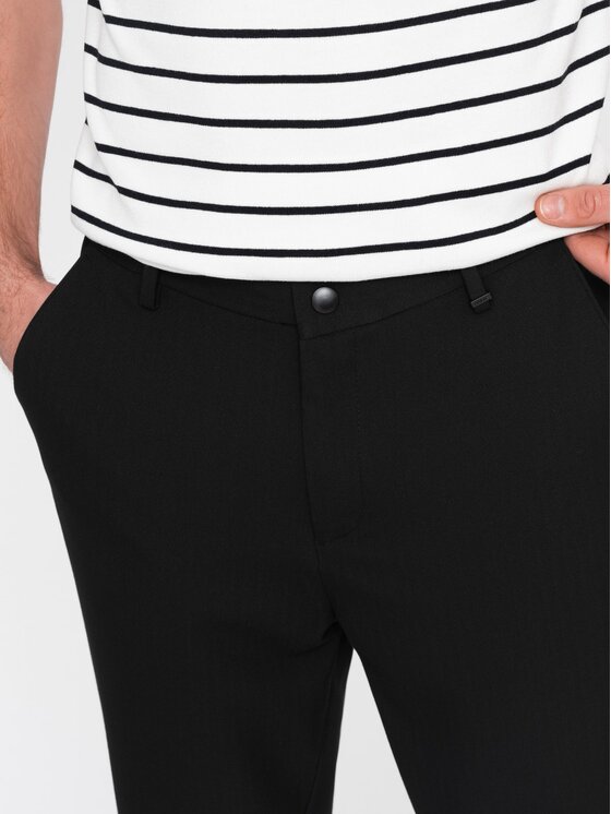 Ombre Ombre Kalhoty z materiálu OM-PACP-0158 Černá Chino Fit