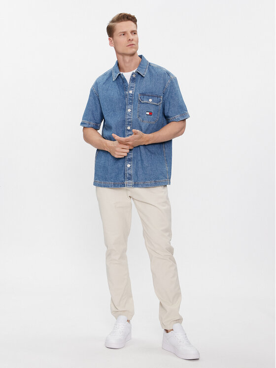 Tommy Jeans Tommy Jeans džínsová košeľa DM0DM18957 Modrá Regular Fit