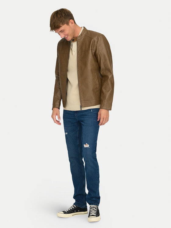Only & Sons Only & Sons Jakna iz umetnega usnja Mike 22012339 Rjava Regular Fit