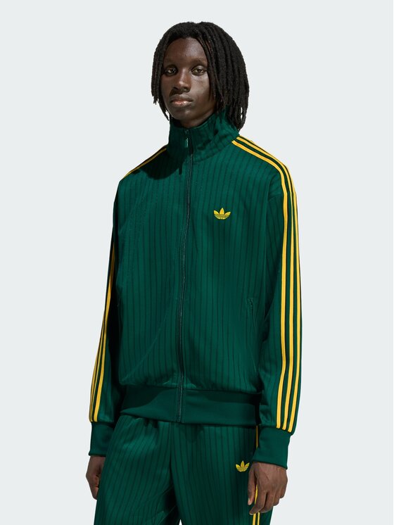 adidas adidas Bluza FIREBIRD LOOSE PINSTRIPES Zielony ciemny Loose Fit