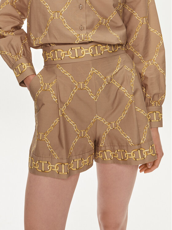 TWINSET TWINSET Szövet rövidnadrág 241TP2731 Bézs Loose Fit