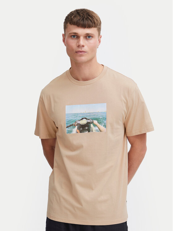 Solid Solid Tricou 21108237 Bej Regular Fit