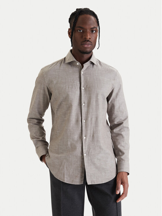 HUGO Cămașă Kason 50539775 Bej Slim Fit
