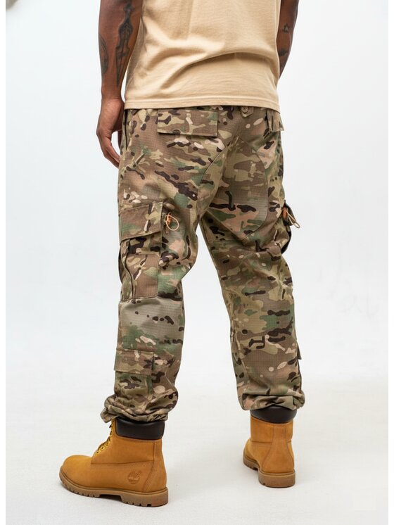 Jigga Wear Jigga Wear Spodnie cargo Bojówki Camo Moro Wojskowe Militarne Taktyczne Armia USA RipStop 129988 Beżowy Regular Fit