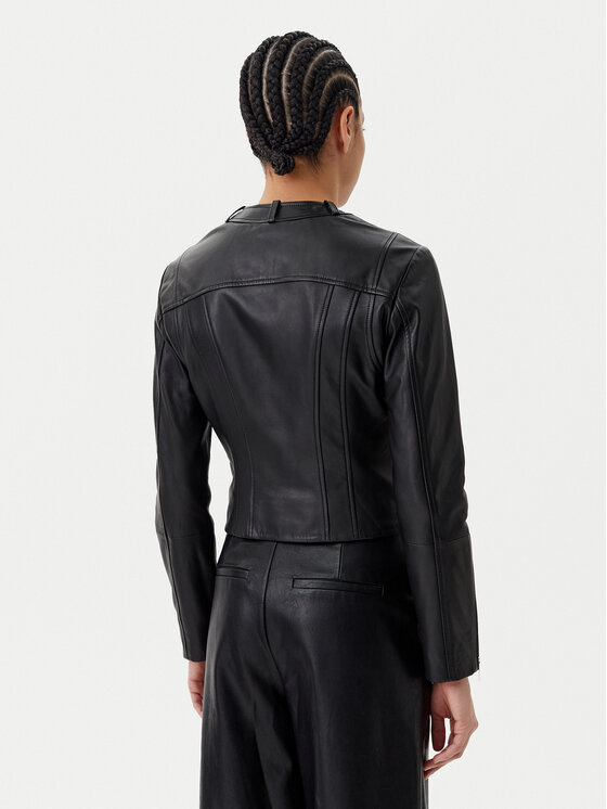 PINKO PINKO Kurtka skórzana Borderline Biker 104914 A2HT Czarny Regular Fit