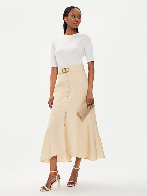 TWINSET TWINSET Midi sukně 241TP2523 Béžová Flared Fit