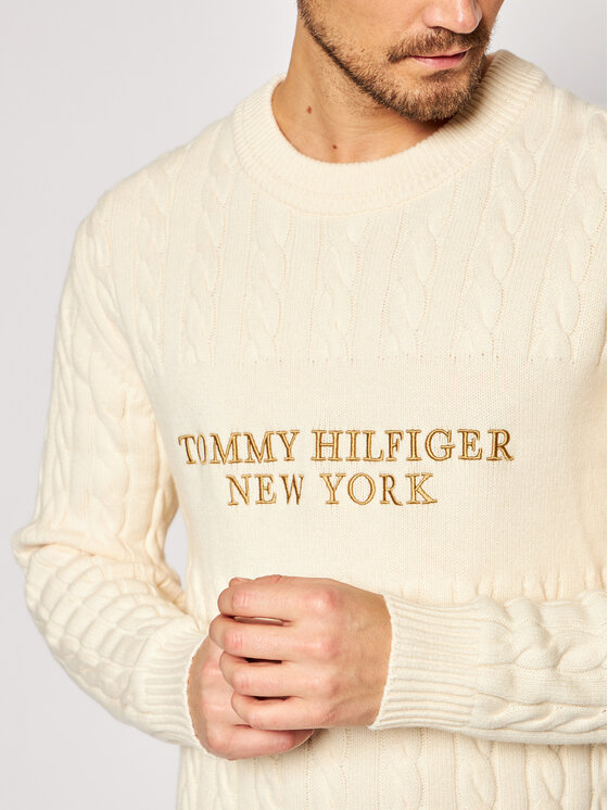 Tommy Hilfiger Tommy Hilfiger Pulover Graphic Cable MW0MW15460 Bež Regular Fit