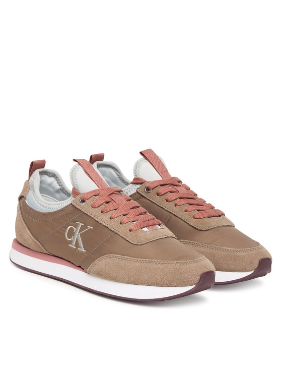 Calvin Klein Calvin Klein Sneakersy Retro Runner Sock Laceup Mix Mat YW0YW02060 Brązowy