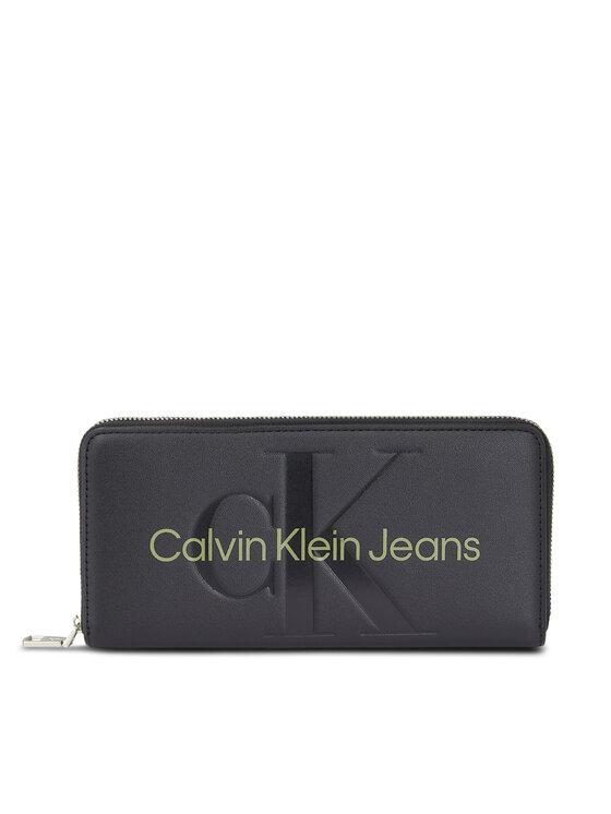 Portofel Mare de Damă Calvin Klein Jeans Sculpted Mono Zip Around Mono K60K607634 Negru