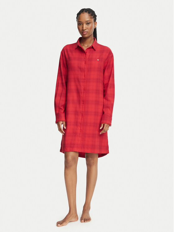 HUGO Spavaćica Flannel Nighty 50570219 Crvena Relaxed Fit