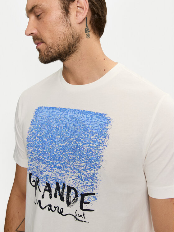 Gant Gant T-krekls 2003283 Écru Regular Fit
