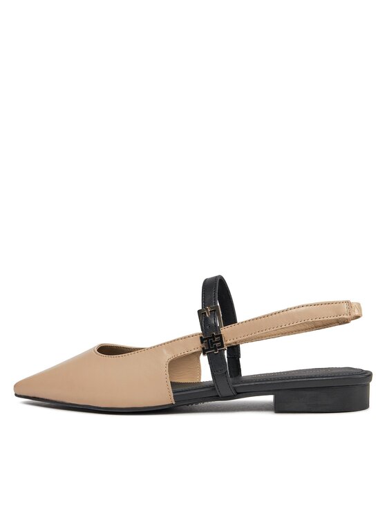 Tommy Hilfiger Tommy Hilfiger Szandál Leather Sling Back Ballerina FW0FW07772 Bézs