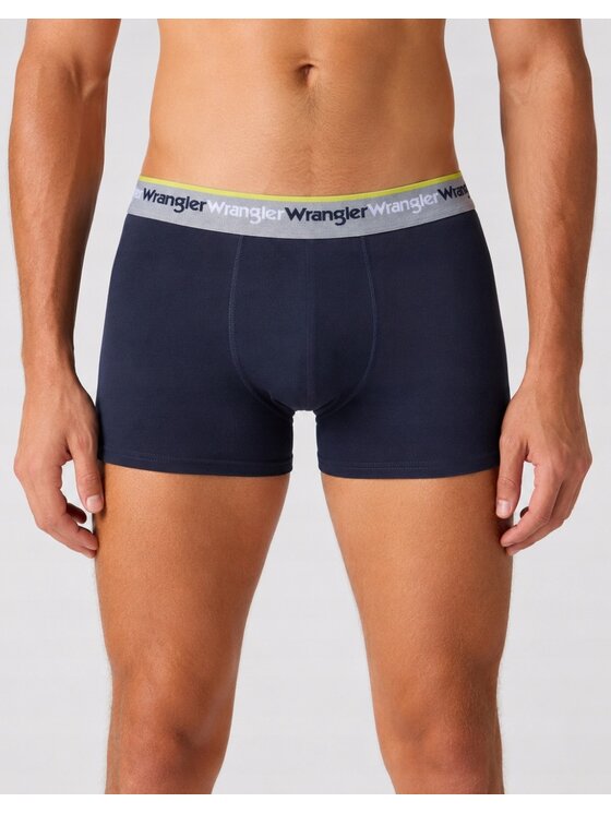 Wrangler Wrangler Bokserki Sand 3 Pack Cotton Elastane Trunks Niebieski