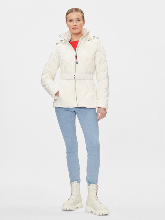 Tommy Hilfiger Tommy Hilfiger Ziemas jaka WW0WW40327 Écru Regular Fit