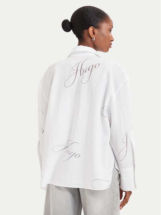 HUGO HUGO Košile Echinacea 50562585 Bílá Oversize
